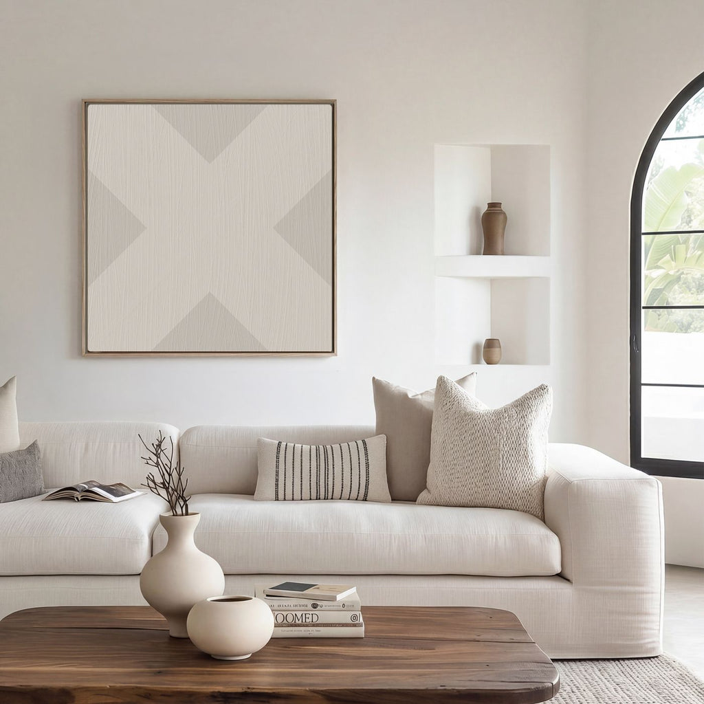 X Mark, Minimalist Geo Art on Framed Canvas