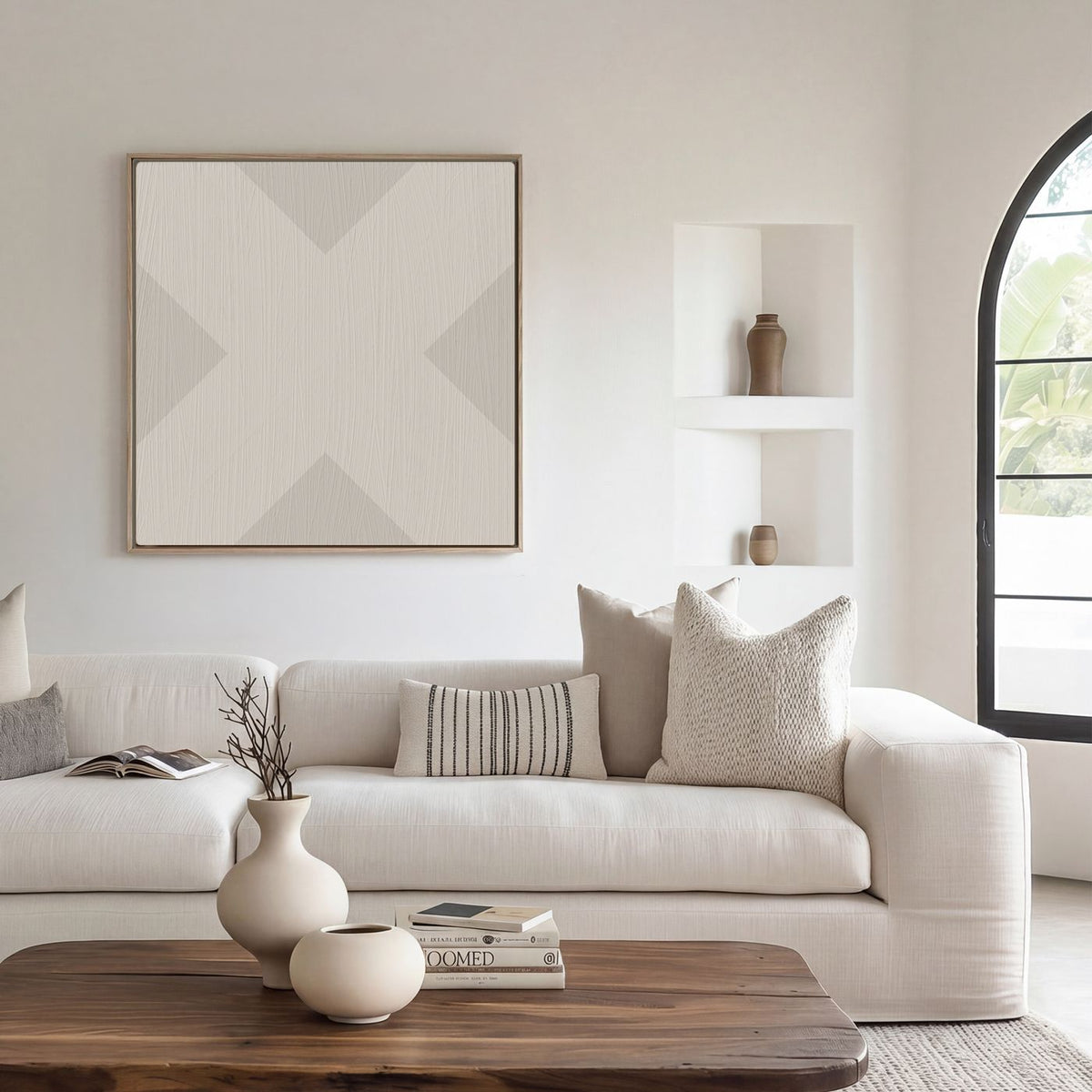 X Mark, Minimalist Geo Art on Framed Canvas