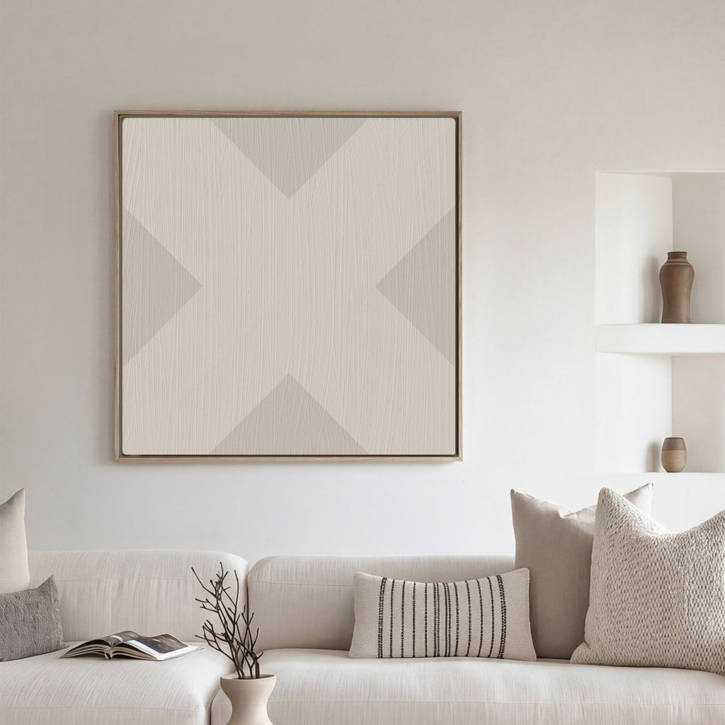 X Mark, Minimalist Geo Art on Framed Canvas