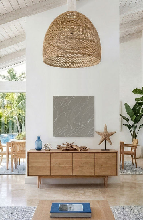 Abstract Neutral Framed Canvas Wall Art in French Linen
