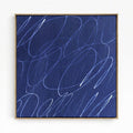 Abstract Marks in Indigo Blue Square Framed Canvas Wall Art