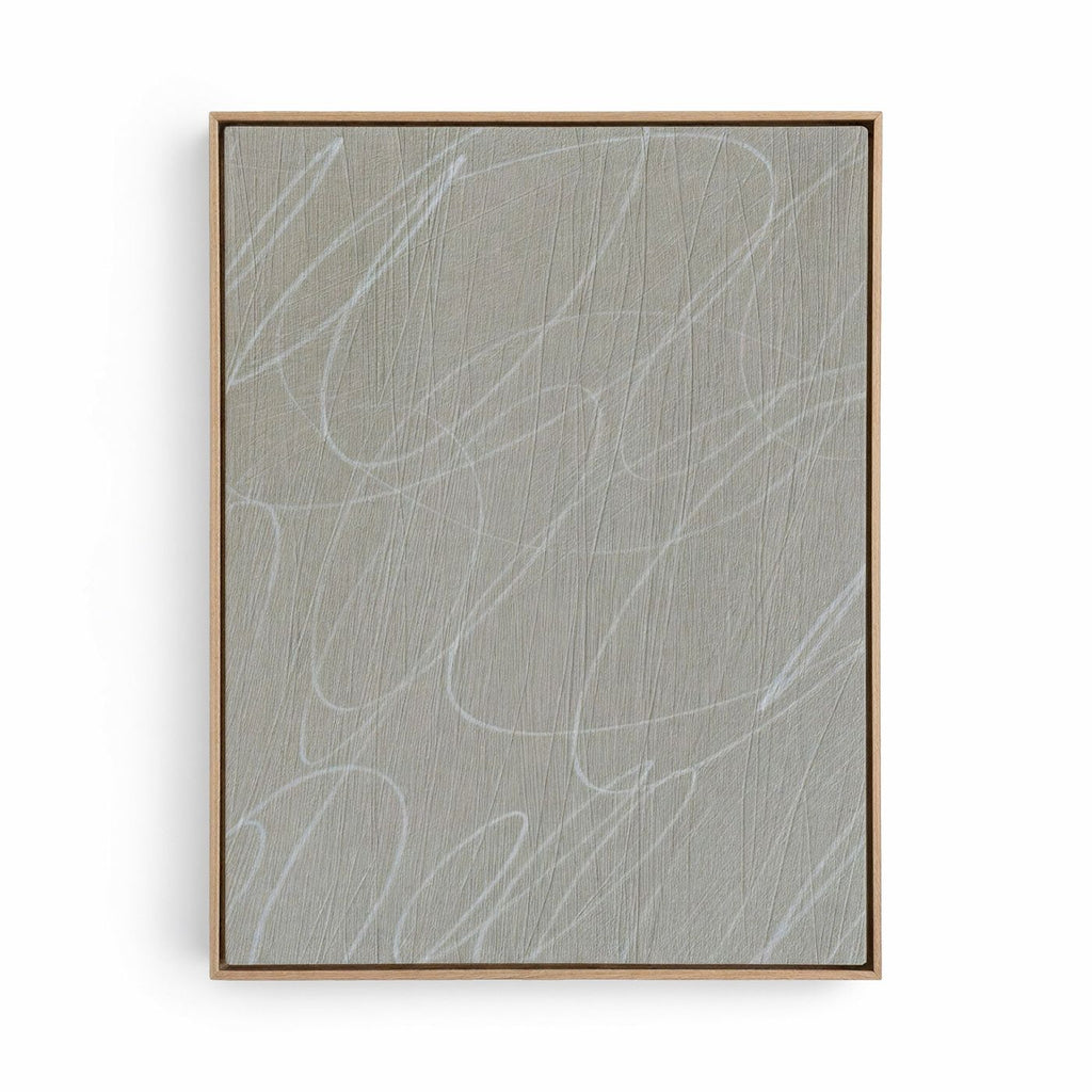 Gestural Marks in Stone Gray Framed Wall Art