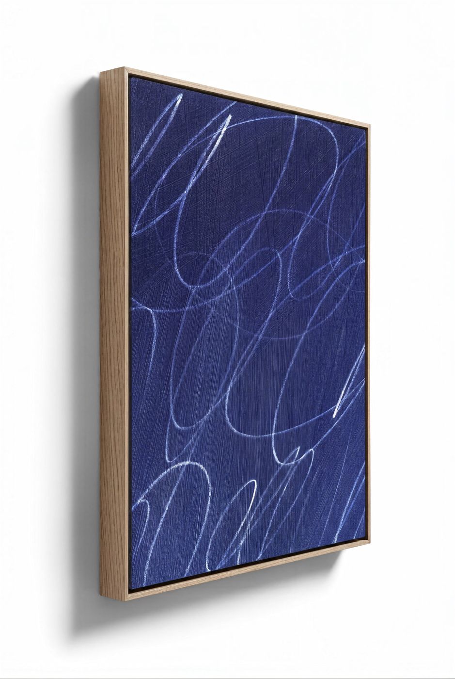 Abstract Marks in Indigo Blue Framed Canvas Wall Art