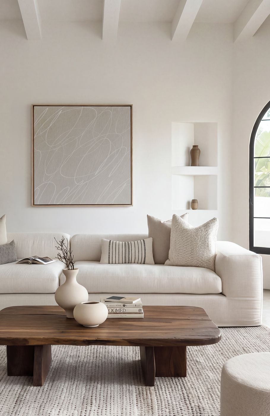 Abstract Marks in French Linen Framed Canvas Wall Art