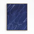 Gestural Marks in Deep Ocean Framed Canvas Wall Art